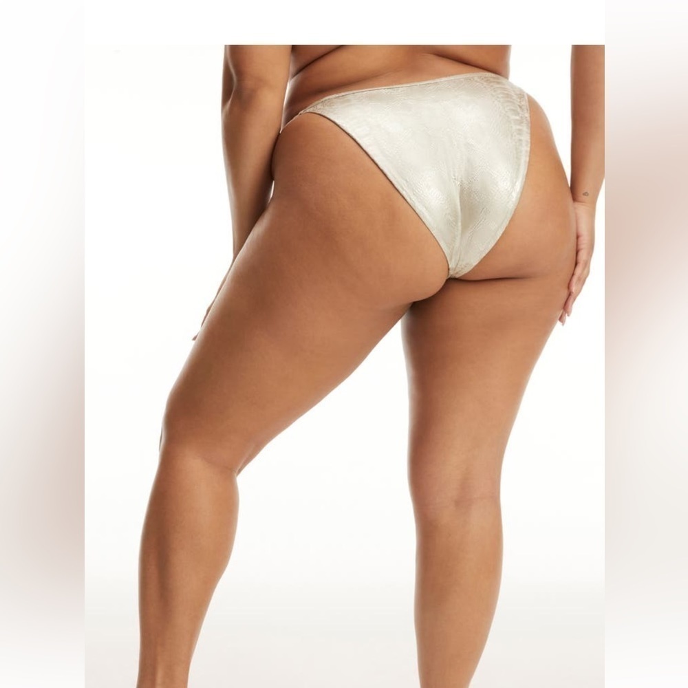 NWT Good American Adjustable Silver Snakeskin texture Bikini Bottoms 6 (3XL)